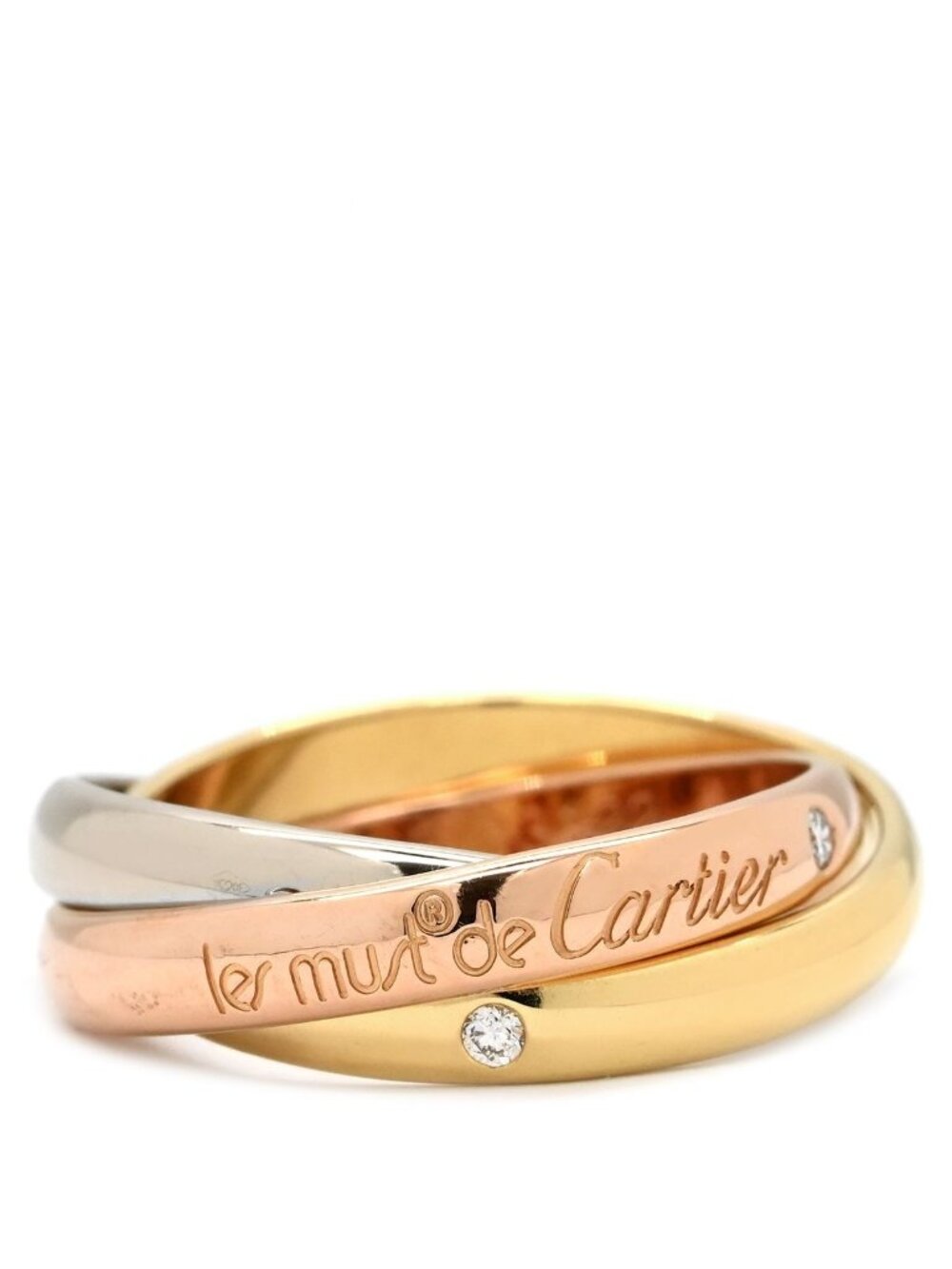 Cartier Ring Trinity Classic Diamond White Gold Yellow Pink